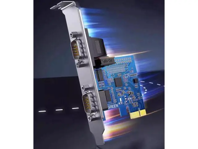 Alt view image 2 of 6 - UGREEN PCIE-E to RS-232 serial port expansion card COM port desktop computer host adapter card 9-pin DB9 industrial control
