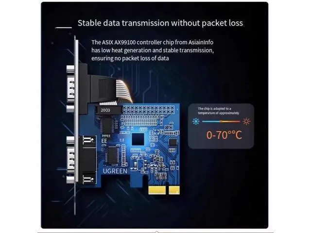 Alt view image 5 of 6 - UGREEN PCIE-E to RS-232 serial port expansion card COM port desktop computer host adapter card 9-pin DB9 industrial control