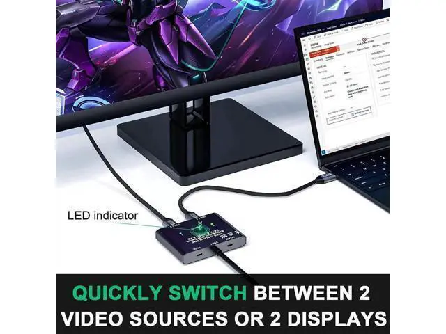 Alt view image 4 of 7 - USB C Switch, Bi-Directional USB C Switcher 2 Computers, USB Type C KVM Switch 8K@60Hz 4K@120Hz Video/10Gbps Data Transfer/100W Charging,Compatible with Thunderbolt Device, 2 USB-C Cables Included