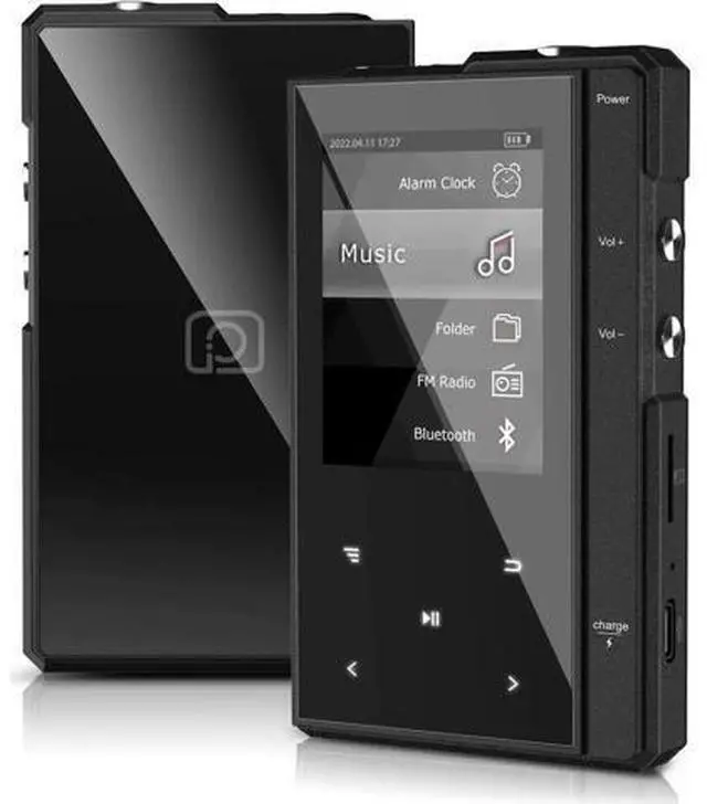 Main image of 32GB MP3 Player with Bluetooth 5.0, Phinistec Portable Music Player MP3 with Speaker, Metal Body & Glass Back, HiFi Sound with FM Radio, Voice Recorder, E-Book, Support Micro SD Card up to 256GB