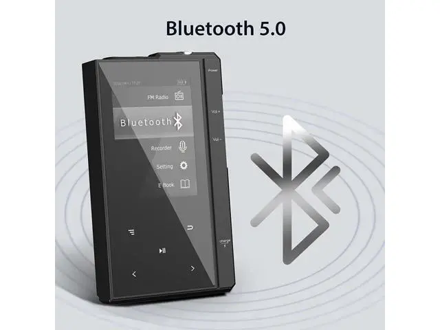 Alt view image 4 of 6 - 32GB MP3 Player with Bluetooth 5.0, Phinistec Portable Music Player MP3 with Speaker, Metal Body & Glass Back, HiFi Sound with FM Radio, Voice Recorder, E-Book, Support Micro SD Card up to 256GB