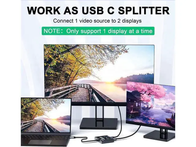 Alt view image 6 of 7 - USB C Switch, Bi-Directional USB C Switcher 2 Computers, USB Type C KVM Switch 8K@60Hz 4K@120Hz Video/10Gbps Data Transfer/100W Charging,Compatible with Thunderbolt Device, 2 USB-C Cables Included
