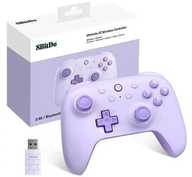 Main image of 8Bitdo Ultimate 2C Wireless Controller for Windows PC and Android, Gamepad with 1000Hz Polling Rate, Remappable L4/R4 Bumpers, Rumble Vibration and Turbo Function Orange Purple