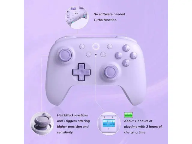 Alt view image 4 of 6 - 8Bitdo Ultimate 2C Wireless Controller for Windows PC and Android, Gamepad with 1000Hz Polling Rate, Remappable L4/R4 Bumpers, Rumble Vibration and Turbo Function Orange Purple