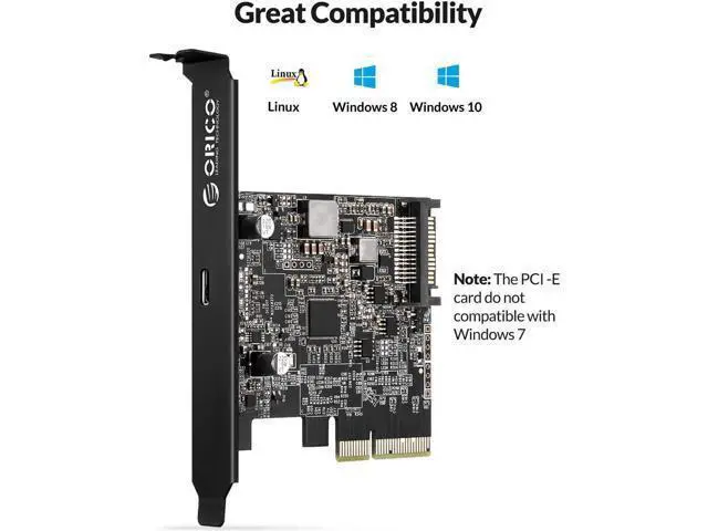 Alt view image 6 of 7 - Type-C USB-C PCI-Express to USB 3.2 20Gbps PCI-E Express Expansion Card Adapter with ASM3242 Chipset for Windows 8/10/Linux