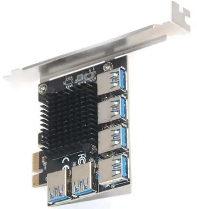 Main image of Aomoproing PCIe 1 to 6 Riser Card, Pcie Splitter 1 to 6 PCI Riser Card, 6 Risers into 1 PCI Card, PCIe Multiplier Risers 1X to External 6 PCI-e USB3.0 Adapter for ETH Miner GPU Crypto Bitcoin