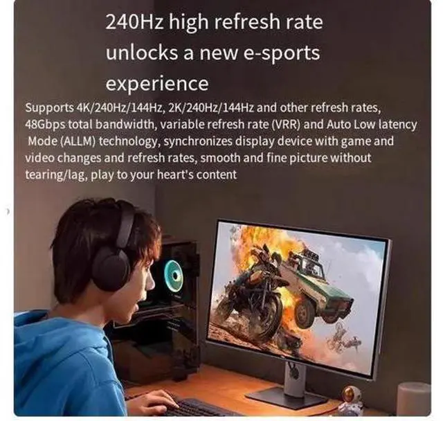 Alt view image 5 of 5 - 8k60HZ 4K240HZ high-definition cable hdmi 2.1 connects to a computer, TV and 4k240hz monitor screen cable 3m