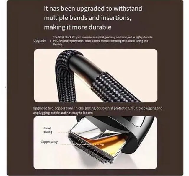 Alt view image 4 of 5 - 8k60HZ 4K240HZ high-definition cable hdmi 2.1 connects to a computer, TV and 4k240hz monitor screen cable 3m