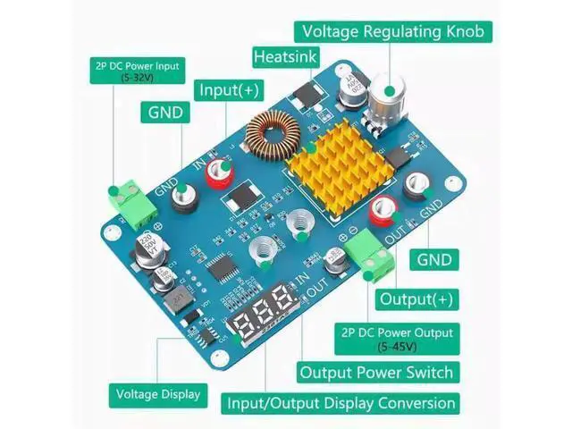 Alt view image 4 of 4 - DC5-32V to 5-45V 3A Wide voltage DC power supply regulator with voltage display and touch switch