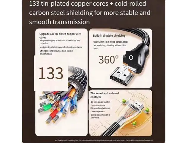 Alt view image 2 of 5 - 8k60HZ 4K240HZ high-definition cable hdmi 2.1 connects to a computer, TV and 4k240hz monitor screen cable 3m