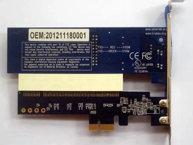 Main image of For Asterisk X100P-E FXO FXS PCI-E single port voice card TDM410P -fxo (Combination of 2 cards of X100P + PCI to PCI-E)