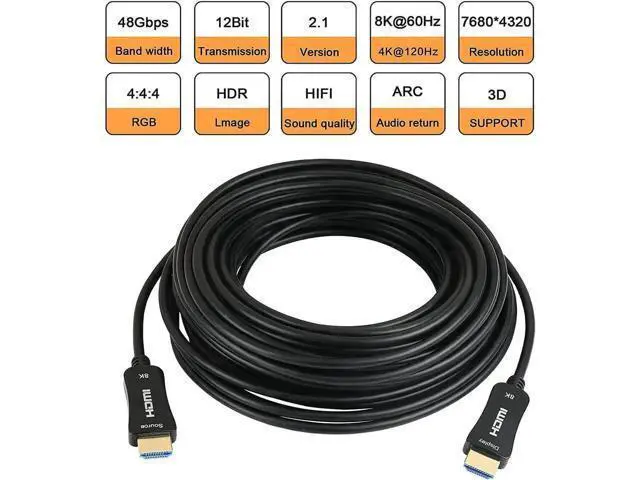 Alt view image 2 of 7 - 8K HDMI Fiber Optic Cable ,4K120 8K@60Hz HDMI 2.1 Cable, Long HDMI Cable 48Gbps Ultra High Speed Slim HDMI Optical Audio Cable, eARC HDR10 HDCP 2.2 Compatible with PS5 Xbox TV Projector30FT