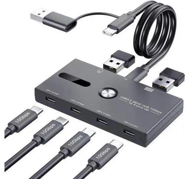 Main image of 10Gbps USB 3.2 Gen 2 USB C Hub, 6 Ports USB C Splitter, USB C to USB C and USB A Hub for PC, Laptop, Mac-Book Pro/Air, i-Mac, Surface Pro, Chro-m-e-book, Etc (HUB ONLY, Not Support Charging/Monitor)