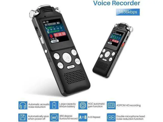 Alt view image 2 of 6 - Aomoproing Digital Voice Recorder 16GB with Variable Playback Speed, Sound Recorder, Ultra-Sensitive Microphones, MP3 Player, Noise Reduction Audio Recording for Lectures, Meetings, Interview