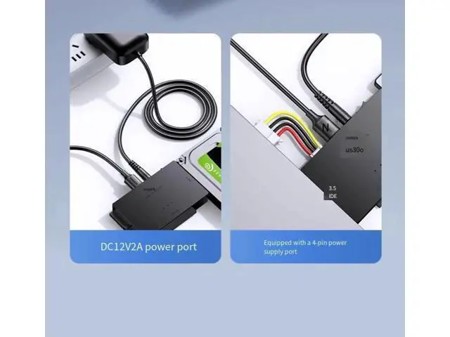 Alt view image 6 of 7 - UGREEN IDE/SATA to USB3.0 Easy drive cable, external desktop hard drive with power supply, 2.5/3.5-inch notebook mechanical ssd solid-state drive, optical drive reader