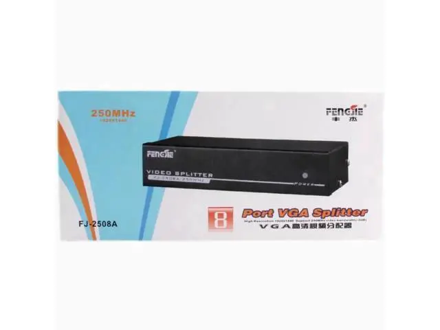 Alt view image 4 of 5 - Hd FJGEAR2508A splitter 1 in 8 out VGA splitter 1 drag 8 splitter and 12V 5A adapter interface 5.5*2.5mm