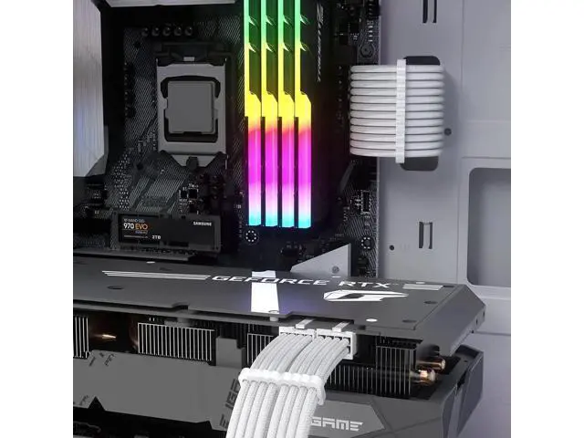 Alt view image 5 of 5 - Aomoproing White PSU Extension Cable Kit,Custom Sleeved Power Supply Cable Mod for PC Build 18AWG 24Pin ATX /8 (4+4) Pin EPS CPU Cable /8 (6+2) Pin PCI-E GPU PSU Cables 6PCS with Cable Comes