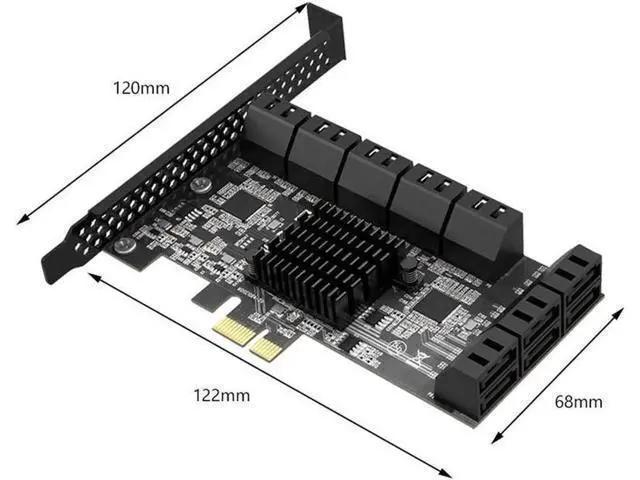 Alt view image 7 of 7 - Aomoproing PCIE SATA Expansion Card PCIE 1X to 16-Port SATA3.0 6Gbps SATA III Multi-Port Hard Disk Adapter Riser Card for PC Computer