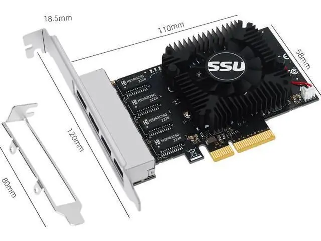 Alt view image 2 of 7 - Network Card RTL8245F Gigabit Ethernet PCI Express PCIE Network card 2.5Gbps LAN Adapter 4 Port RJ45 Network Card for Desktop PC