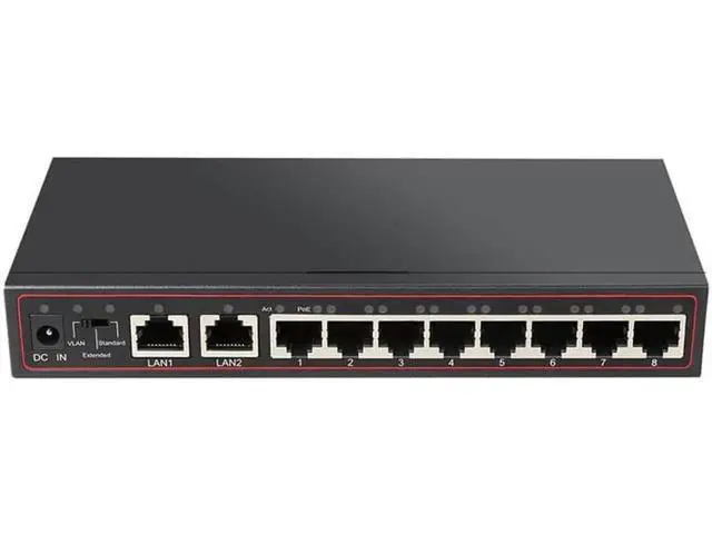 Alt view image 5 of 5 - 10 Ports POE Switch 52V Ethernet Network Switch 8 PoE Switch Injector for IP camera/Wireless AP/CCTV Camera System