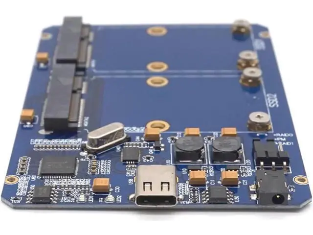 Alt view image 2 of 7 - SSD Enclosure USB-C USB3.1 Type-C to Dual 2 Port MSATA SSD Raid Hard Disk Box Shell