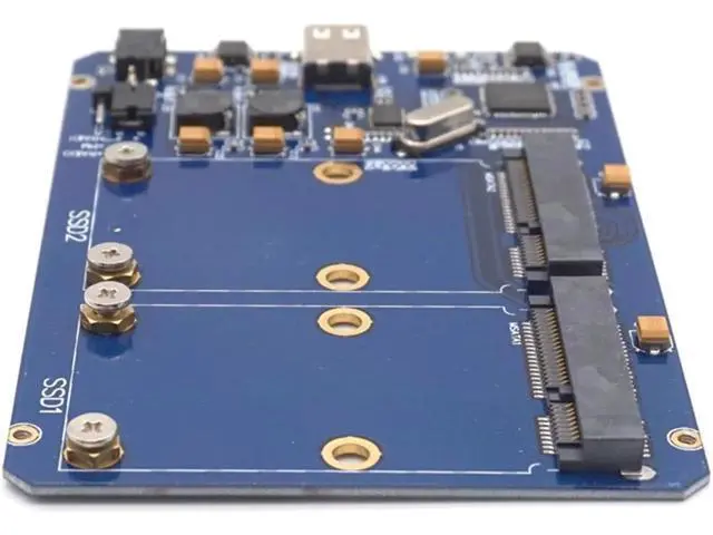 Alt view image 4 of 7 - SSD Enclosure USB-C USB3.1 Type-C to Dual 2 Port MSATA SSD Raid Hard Disk Box Shell
