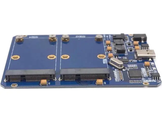Alt view image 5 of 7 - SSD Enclosure USB-C USB3.1 Type-C to Dual 2 Port MSATA SSD Raid Hard Disk Box Shell