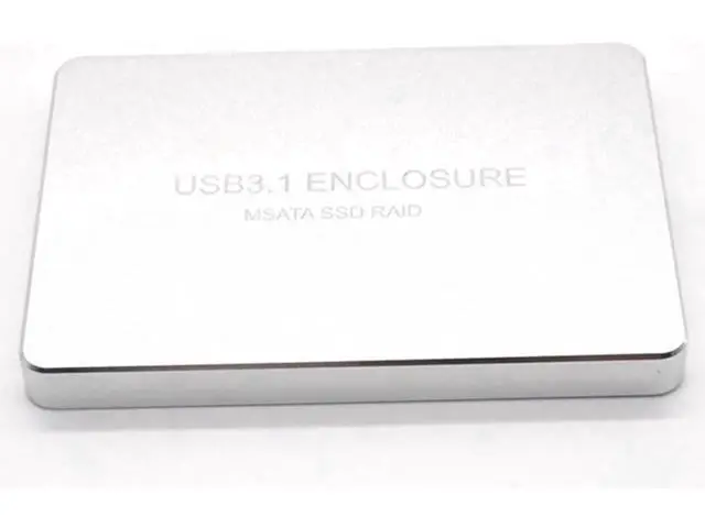 Alt view image 7 of 7 - SSD Enclosure USB-C USB3.1 Type-C to Dual 2 Port MSATA SSD Raid Hard Disk Box Shell