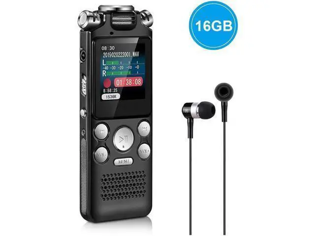 Alt view image 5 of 7 - Aomoproing 16GB digital recorder with variable speed playback, audio recorder, HD noise reduction dual microphone, MP3 player, for lectures, meetings, interviews noise reduction recording