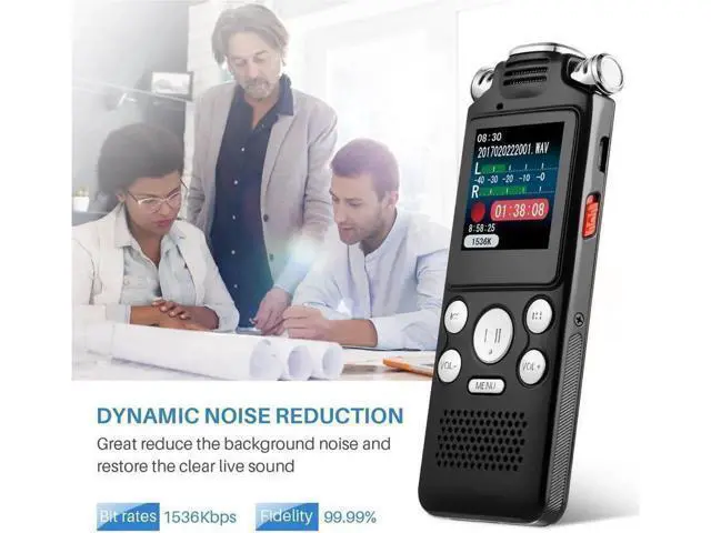 Alt view image 6 of 7 - Aomoproing 16GB digital recorder with variable speed playback, audio recorder, HD noise reduction dual microphone, MP3 player, for lectures, meetings, interviews noise reduction recording