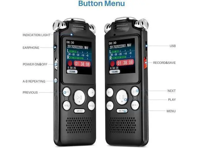 Alt view image 7 of 7 - Aomoproing 16GB digital recorder with variable speed playback, audio recorder, HD noise reduction dual microphone, MP3 player, for lectures, meetings, interviews noise reduction recording