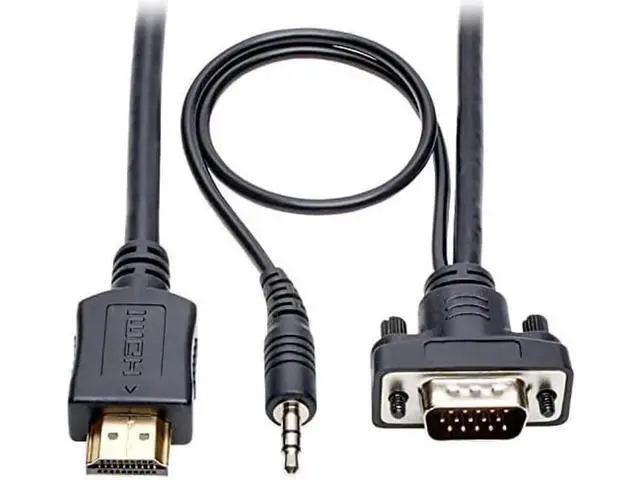 Alt view image 5 of 6 - AOMOPROING HDMI to VGA + Audio Adapter Converter Cable Active Low Profile HD15 + 35mm MM 1080p 60Hz 15ft 15 P566015VGAA