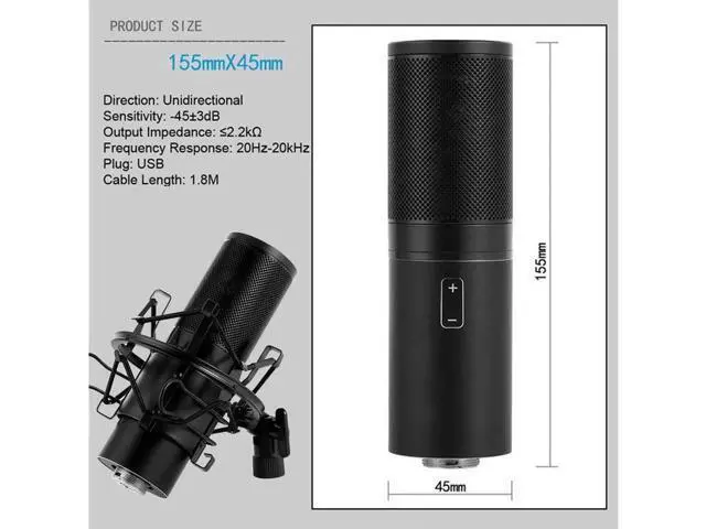 Alt view image 3 of 7 - Professional Studio Broadcasting & Recording Microphone Set PC Microphone Kit with Shock Mount USB Cable for PC Studio Recording Podcasting Youtube Karaoke Be the first to review this product...