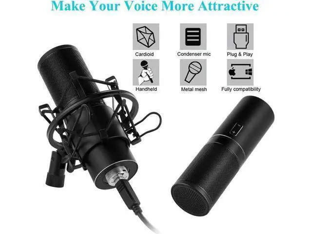 Alt view image 5 of 7 - Professional Studio Broadcasting & Recording Microphone Set PC Microphone Kit with Shock Mount USB Cable for PC Studio Recording Podcasting Youtube Karaoke Be the first to review this product...