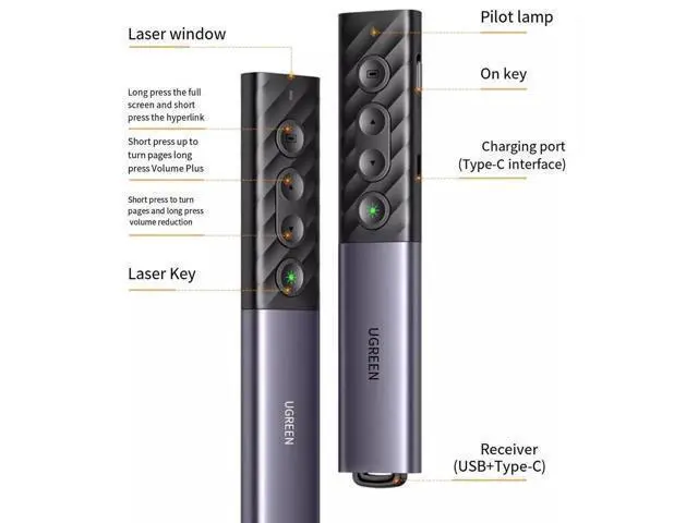 Alt view image 4 of 7 - PPT Electronic green Laser page turning pen for teacher lectures Multi-functional charging projection slide media control flip through remote control for typec computers