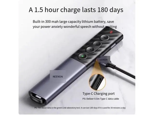 Alt view image 6 of 7 - PPT Electronic green Laser page turning pen for teacher lectures Multi-functional charging projection slide media control flip through remote control for typec computers