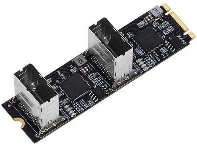 Alt view image 2 of 7 - NEW M.2 to SATA Card PCI Express 3.0 M2 to SATA Multiplier Adapter 8 Port SATA 3 6Gbps Controllers B+M Key with 2 Mini SAS Cable