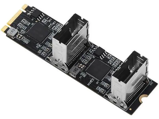 Alt view image 5 of 7 - NEW M.2 to SATA Card PCI Express 3.0 M2 to SATA Multiplier Adapter 8 Port SATA 3 6Gbps Controllers B+M Key with 2 Mini SAS Cable