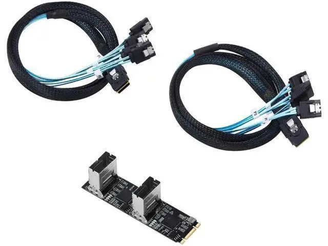 Alt view image 4 of 7 - NEW M.2 to SATA Card PCI Express 3.0 M2 to SATA Multiplier Adapter 8 Port SATA 3 6Gbps Controllers B+M Key with 2 Mini SAS Cable
