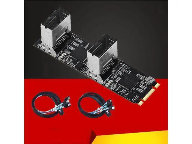 Alt view image 7 of 7 - NEW M.2 to SATA Card PCI Express 3.0 M2 to SATA Multiplier Adapter 8 Port SATA 3 6Gbps Controllers B+M Key with 2 Mini SAS Cable