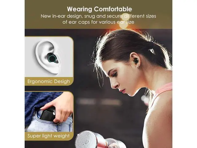 Alt view image 4 of 7 - True Wireless Earbuds 3D Stereo Sound Wireless Headphones Wireless Sport Earbud with Breathing Mini in-Ear Sports Earphones Noise Cancelling Headsets Bluetooth Earbuds