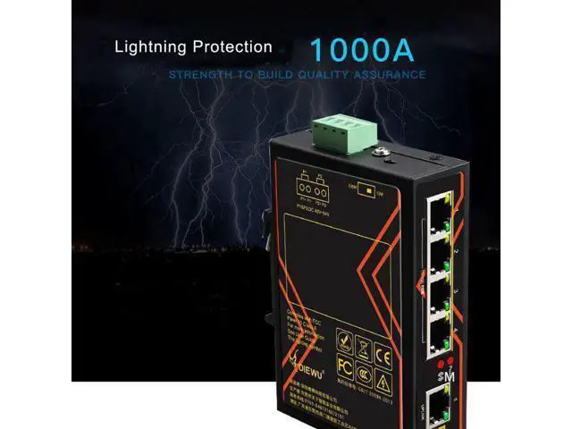 Alt view image 2 of 6 - Industrial switch 10/100Mbps 5 port ethernet industrial POE Switch support 48-54V power supply