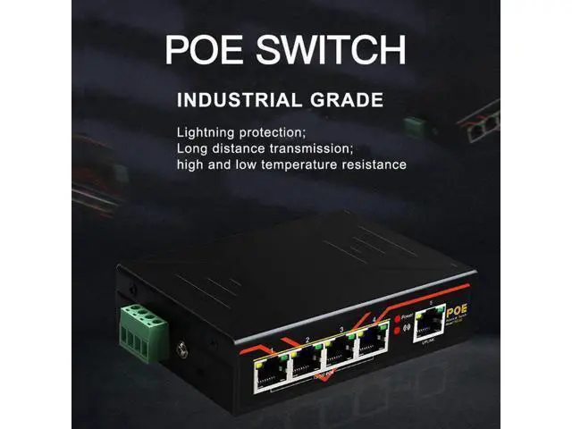 Alt view image 6 of 6 - Industrial switch 10/100Mbps 5 port ethernet industrial POE Switch support 48-54V power supply
