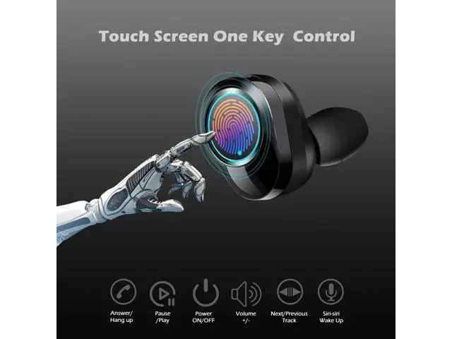 Alt view image 2 of 7 - Earbuds Bluetooth wireless True Wireless Bluetooth 5.0 Earphones with Intelligent LED Display Touch Screen One Key Control Auto Pairing Headphones IPX68 Waterproof 3500mA 110H Play Time Case