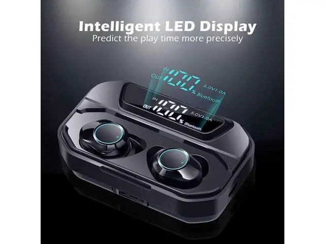 Alt view image 7 of 7 - Earbuds Bluetooth wireless True Wireless Bluetooth 5.0 Earphones with Intelligent LED Display Touch Screen One Key Control Auto Pairing Headphones IPX68 Waterproof 3500mA 110H Play Time Case