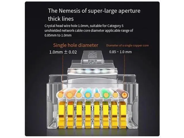 Alt view image 3 of 4 - Super Category 5 Gigabit 50U gold-plated network cable crystal head shielded network cable plug Home network cable network pair connector RJ45 100PACK