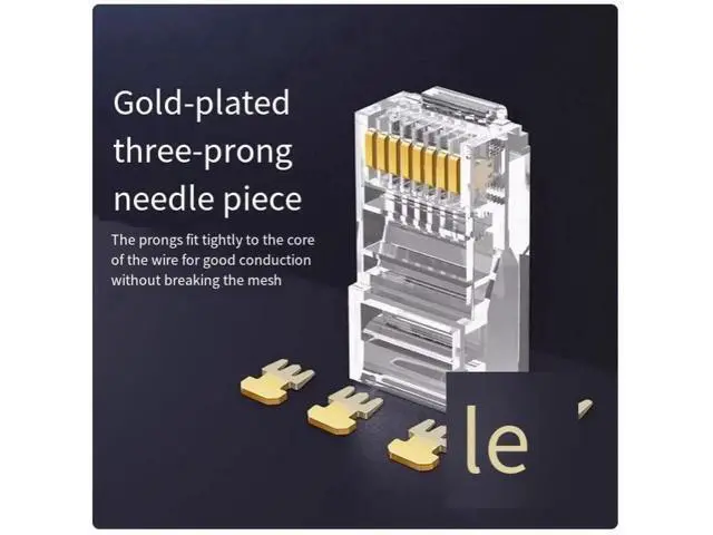 Alt view image 4 of 4 - Super Category 5 Gigabit 50U gold-plated network cable crystal head shielded network cable plug Home network cable network pair connector RJ45 100PACK