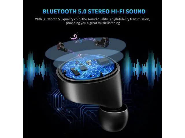 Alt view image 2 of 6 - Earbuds Bluetooth Earbuds with Charging Display Bluetooth Headset Wireless Earphones IPX7 Waterproof Bluetooth 5.0 Hi-Fi Stereo Sound with 4000mAH Charging Case