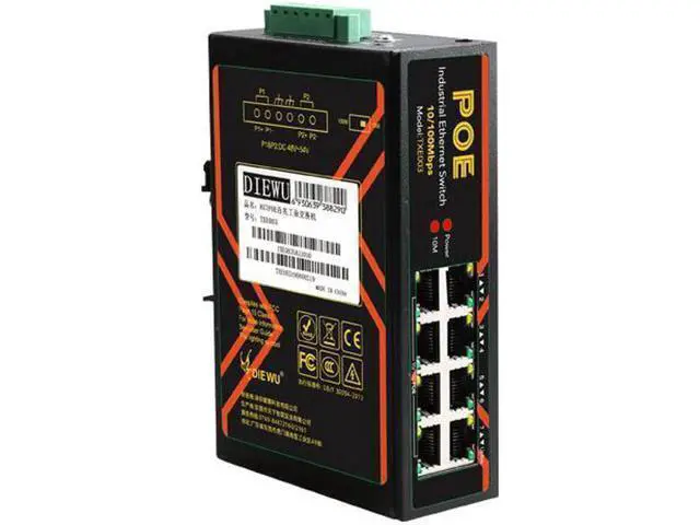 Alt view image 3 of 4 - 8 Ports Industrial Fast Ethernet Switch 10/100Mbps POE Network Switch DIN Rail Type Network RJ45 Lan adapter