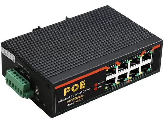 Alt view image 4 of 4 - 8 Ports Industrial Fast Ethernet Switch 10/100Mbps POE Network Switch DIN Rail Type Network RJ45 Lan adapter